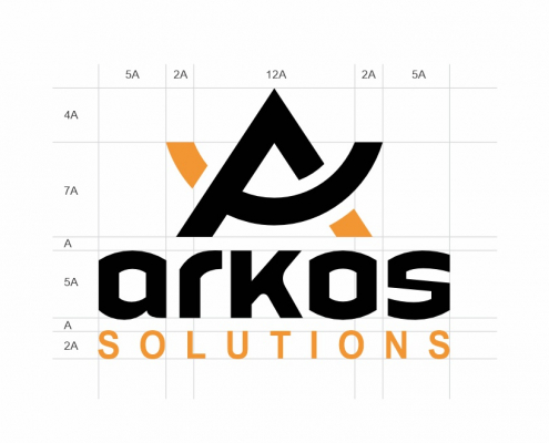 Portland Logo Design for Arkos Solutions. Architecture and Construction Company Logo Design. Main Logo Design proportions. Combination Mark