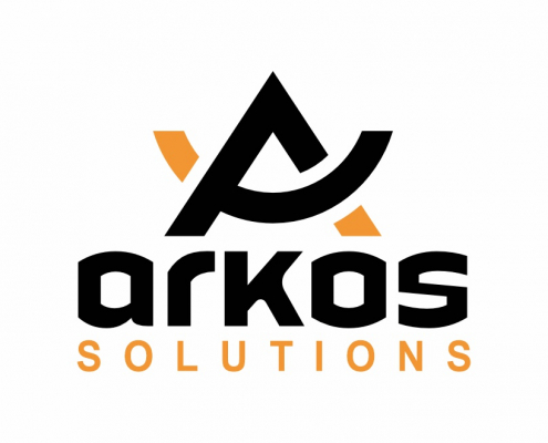 Portland Logo Design for Arkos Solutions. Architecture and Construction Company Logo Design. Main Logo Design Application. Combination Mark
