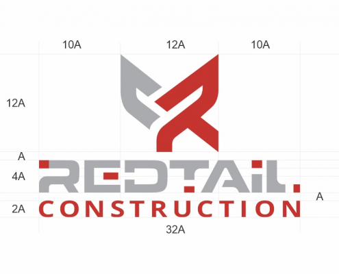 Portland Logo Design for RedTail Construction. Exterior Contractor Logo Design. Main Logo Construction and Proportions