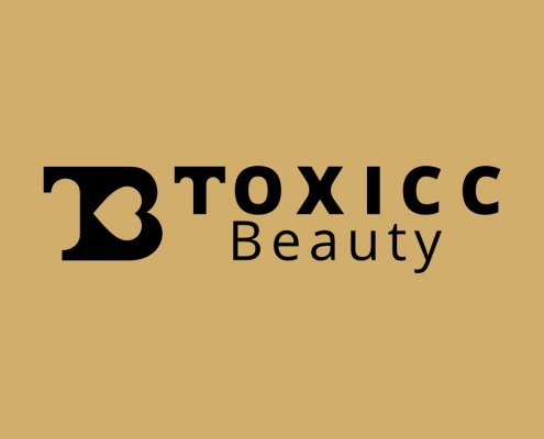 Portland Logo Design for Toxicc Beauty. Beauty Salon Logo Graphics. Horizontal Logo Version. One color logo dark background