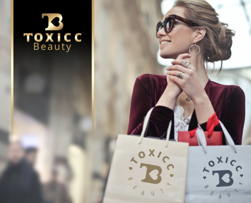 Portland Logo Design for Toxicc Beauty. Beauty Salon Logo Graphics. Logo One color, packaging design